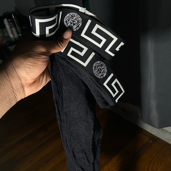 Versace Lace Greco Border Stockings - Picture 5 of 7